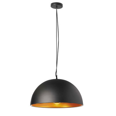 Helsinki 1 Light Pendant, Matte Black / Gold