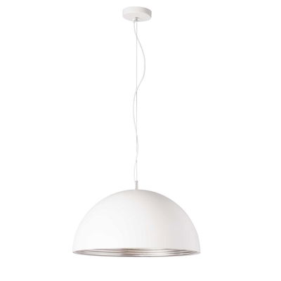 Helsinki 1 Light Pendant, Matte White / Silver
