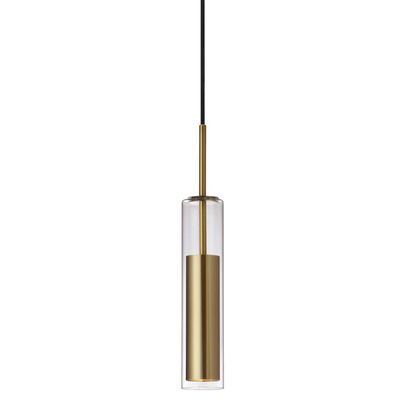 Luna 6W Pendant, Aged Brass Finish with Clear Glass