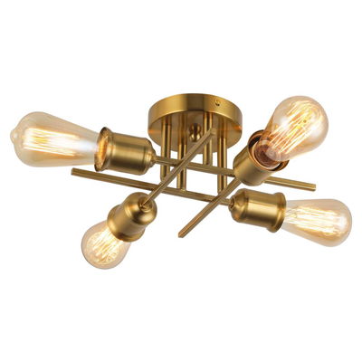 Nebraska 4 Light Incandescent Semi-Flush Mount Aged Brass 