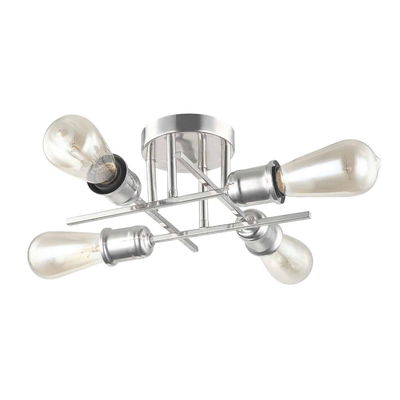 Nebraska 4 Light Flush Mount, Burnished Chrome Finish