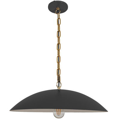 Ofelia 1 Light Pendant in Matte Black w/ Aged Brass Chain