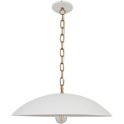 Ofelia 1 Light Pendant in Matte White w/ Aged Brass Chain