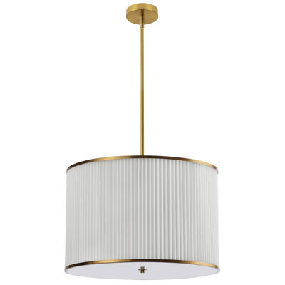 Prudy 4 Light Incandescent Pendant Aged Brass with White Pleated Shade