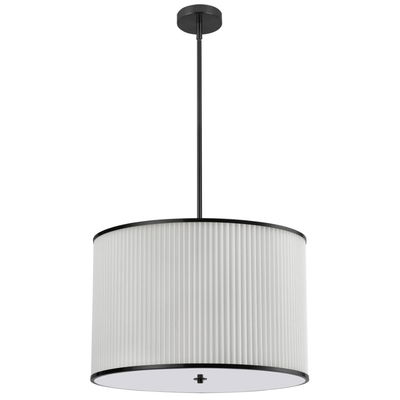 Prudy 4 Light Incandescent Pendant Matte Black with White Pleated Shade