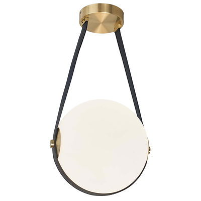 Persis 15W Pendant Aged Brass with White Opal Glass