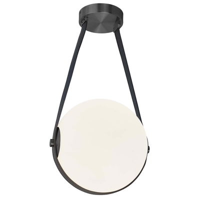 Persis 15W Pendant Matte Black with White Opal Glass