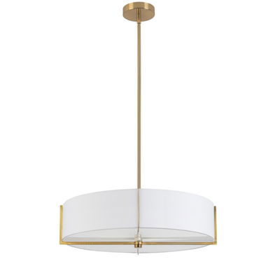 Preston 4 Light Incandescent Pendant, Aged Brass with White Shade