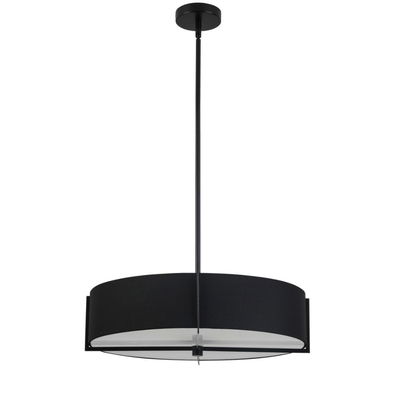 Preston 4 Light Incandescent Pendant, Matte Black with Black Shade