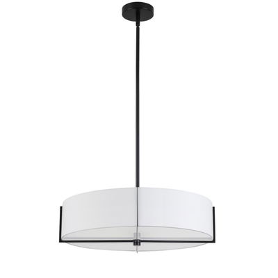 Preston 4 Light Incandescent Pendant, Matte Black with White Shade