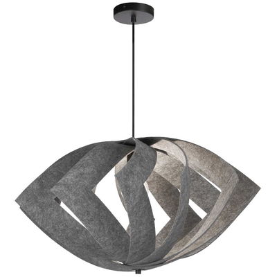 Rotem 1 Light Incandescent Pendant Matte Black with Grey Shade