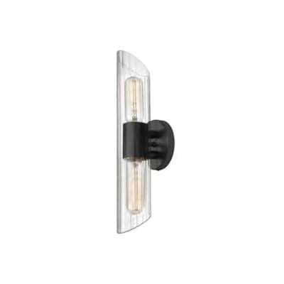 Samantha 2 Light Matte Black Vanity w/ Clear Fluted Glass 
