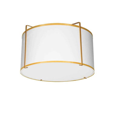 Trapezoid 2 Light Flush Mount Drum Gold/White Shade w/ White Fabric Diffuser 