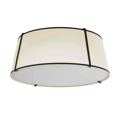 Trapezoid 4 Light Trapezoid Flushmount Black/Cream Shade w/ White Fabric Diffuser 