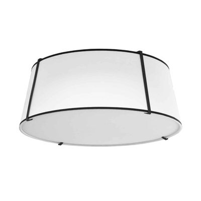 Trapezoid 4 Light Incandescent Matte Black Flush Mount with White Shade