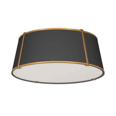 Trapezoid 4 Light Trapezoid Flush Mount Gold & Black Shade w/White Fabric Diffuser 