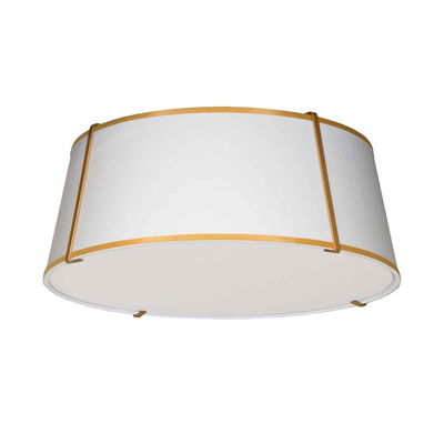 Trapezoid 4 Light Incandescent Flush Mount Gold with White
