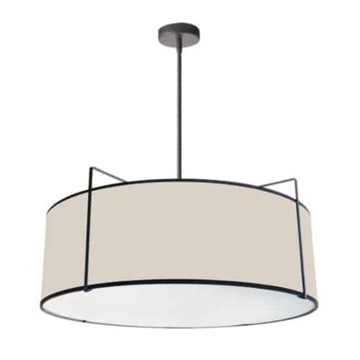 Trapezoid 4 Light Drum Pendant Black/Cream Shade w/ White Fabric Diffuser 