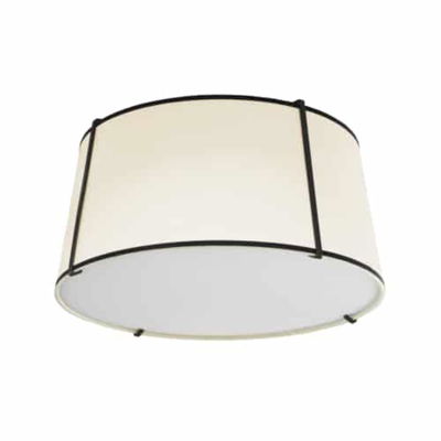 Trapezoid 3 Light Trapezoid Flush Mount Black & Cream Shade w/ White Fabric Diffuser 
