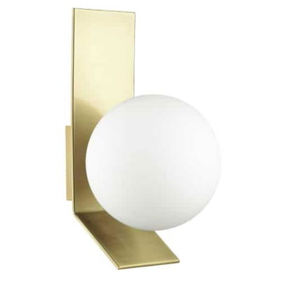 Valemont 1 Light Halogen Wall Sconce, Aged Brass w/ Opal White Glass