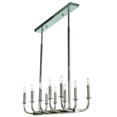 10-Light Polished Silver Moderne Dining Chandelier