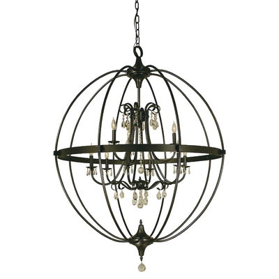 9-Light Brushed Nickel Compass Chandelier