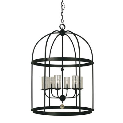 6-Light Antique Brass Compass Foyer Chandelier