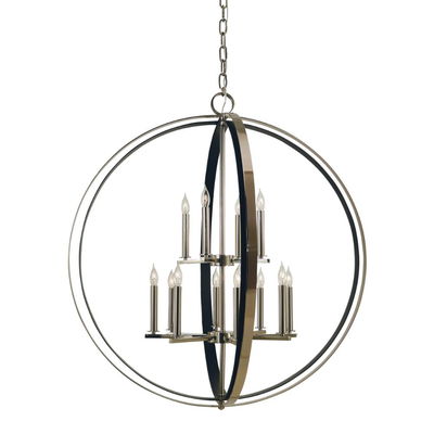 12-Lt Brushed Nickel/matte Black Constellation Pendant