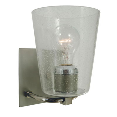 1-Light Satin Pewter/polished Nickel/clear Seedy Glass Mercer Bath Sconce