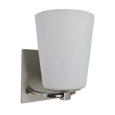 1-Light Satin Pewter/polished Nickel/white Glass Mercer Bath Sconce