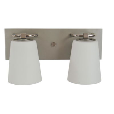 2-Light Satin Pewter/polished Nickel/white Glass Mercer Bath Sconce