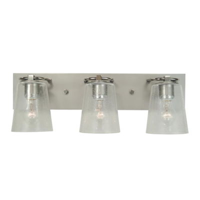 3-Light Satin Pewter/polished Nickel/clear Seedy Glass Mercer Bath Sconce