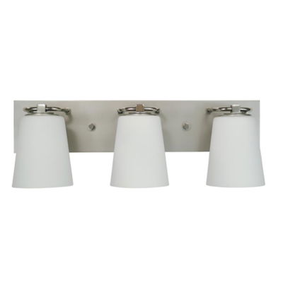 3-Light Satin Pewter/polished Nickel/white Glass Mercer Bath Sconce