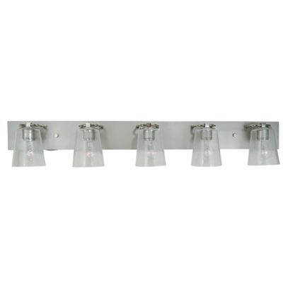 5-Light Satin Pewter/polished Nickel/clear Seedy Glass Mercer Bath Sconce
