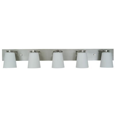 5-Light Satin Pewter/polished Nickel/white Glass Mercer Bath Sconce