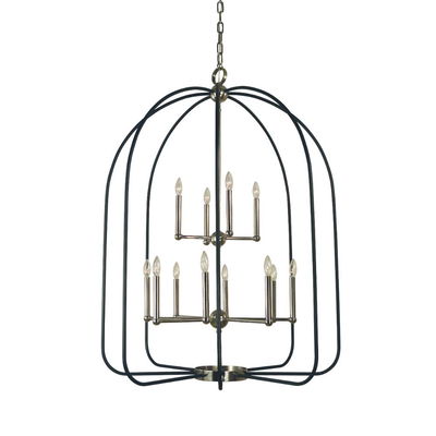12-Light Antique Brass/matte Black Boulevard Chandelier