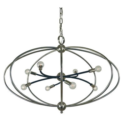 8-Light Antique Brass/matte Black Orbit Chandelier
