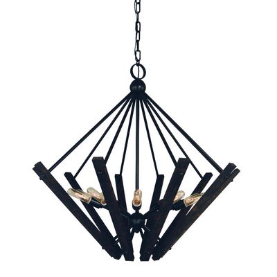 10-Light Matte Black Rustic Chic Chandelier