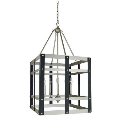 5-Light Satin Pewter/matte Black Metro Artisan Dining Chandelier