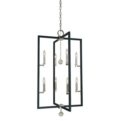 8-Light Polished Nickel/matte Black Minimalist Elegant Foyer Chandelier