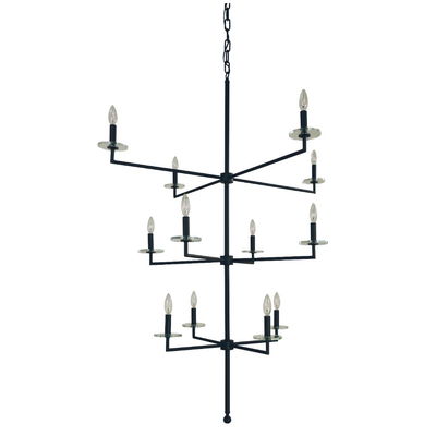 12-Light Matte Black Muse Foyer Chandelier