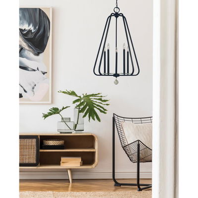 5-Light Matte Black Triangulum Foyer Chandelier
