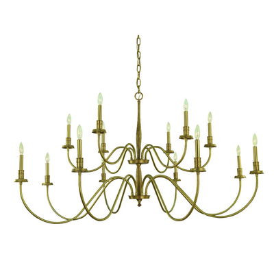 14-Light Brused Brass Matera Foyer Chandelier
