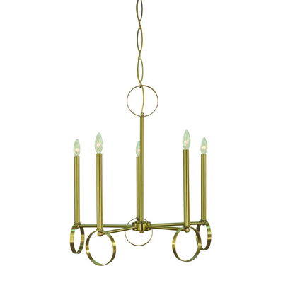 5-Light Brushed Brass Olivia Dining Chandelier