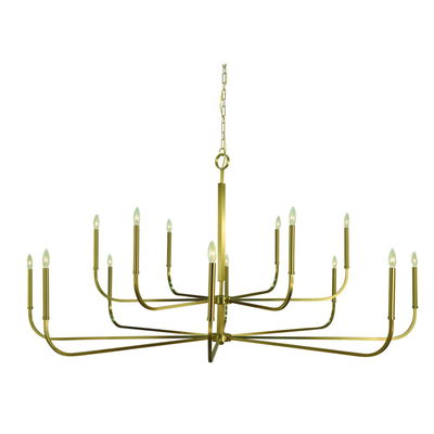 14-Light Brused Brass Manhattan Foyer Chandelier