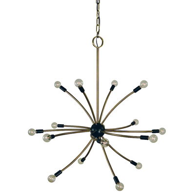16-Light Antique Brass/matte Black Comet Chandelier