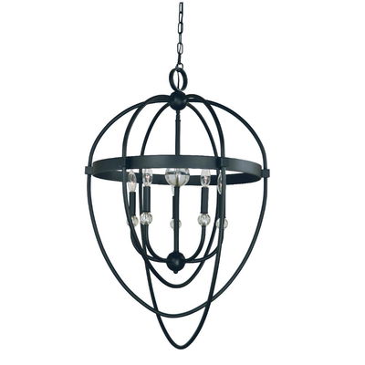 5-Light Matte Black Aurora Chandelier