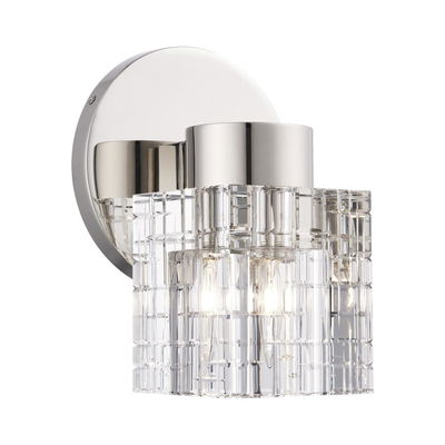 Rotterdam 1 Light Polished Nickel Crystal Single Sconce
