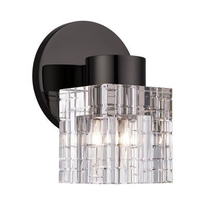 Rotterdam 1 Light Black Chrome Crystal Single Sconce