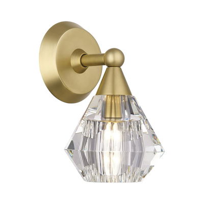 Brussels 1 Light Natural Brass Crystal Single Sconce